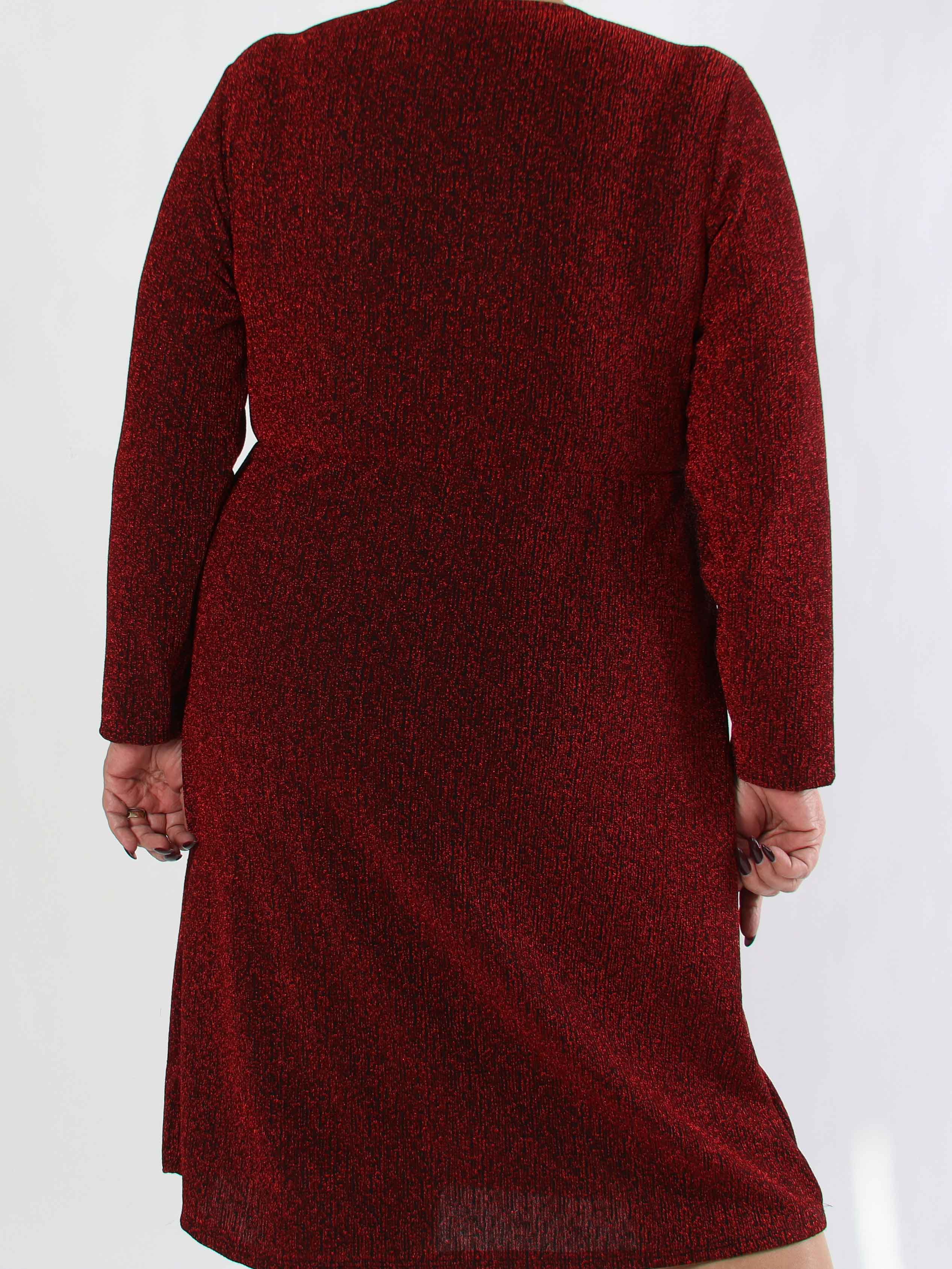 Lina - Söt plus size festklänning med glittertråd och korsdetalj vid bysten